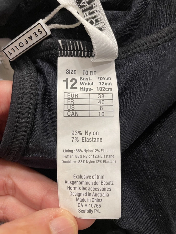 Traje de baño para mujer SeaFolly Tank Malliot negro talla 12 nuevo con etiquetas 683 Foto 2 de 4