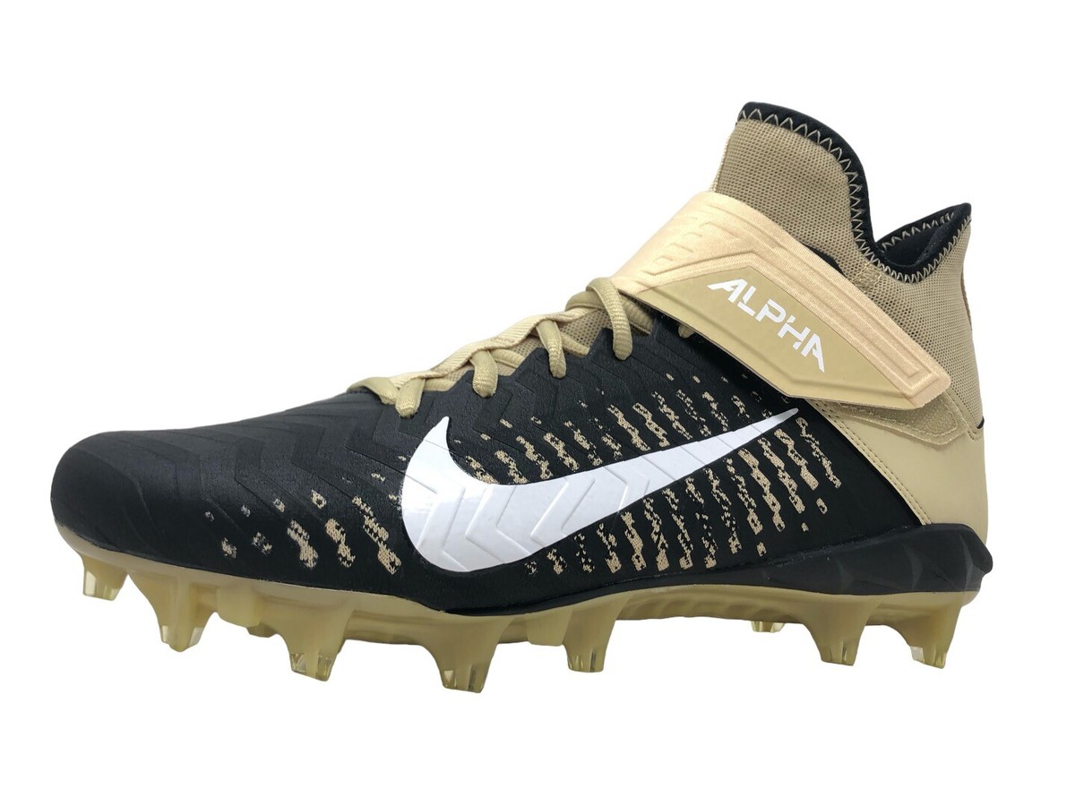 Nike Alpha Menace Pro 2 Mid Black Gold Mens Football Cleats Size 11.5 BV3945 700 NIKE Alpha Menace Pro 2 Mid Black Gold Football Cleats Men main image 4