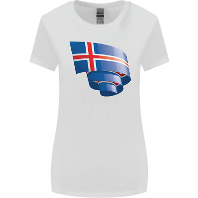 Curled Iceland Flag Icelander Day Football Womens Wider Cut T-Shirt