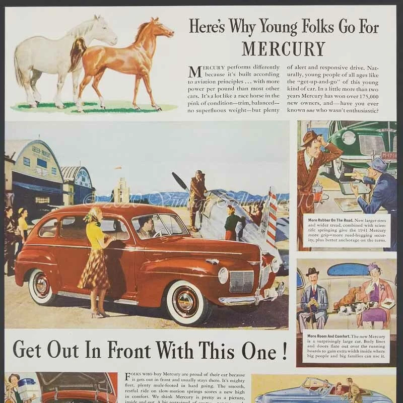 1941 Mercury 8 Sedan conversível carro clássico foto arte decoração impressão vintage anúncio - Imagem 3 de 4