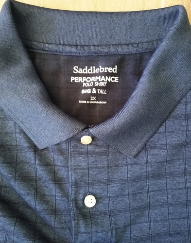 Saddlebred Performance Men's Polo Shirt Big & Tall Size 2XLT NAVY Short Sleeve - Picture 2 of 7