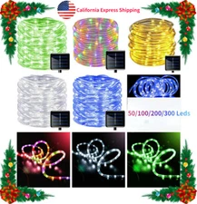 Solar LED powered Fairy String Rope strip Lights Waterproof Outdoor garden patio