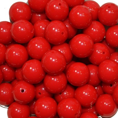 20mm Bulk Package 50 RED Solid Acrylic Chunky Bubblegum Beads Loose Gumball B...