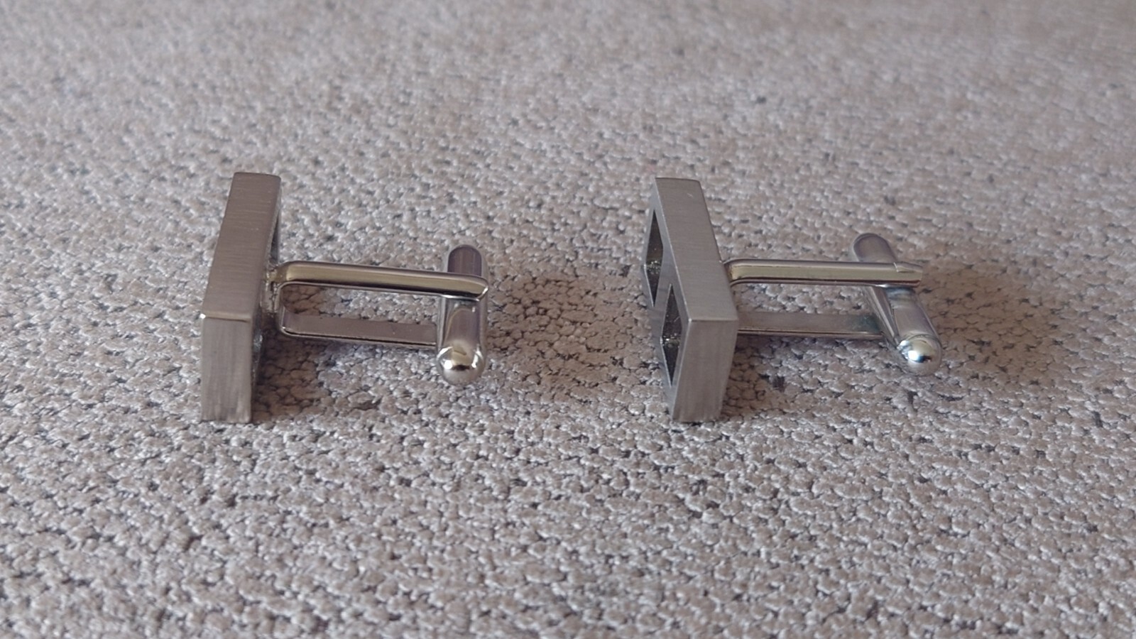 Rectangle Square Cufflinks Silver Tone Window Sha… - image 2