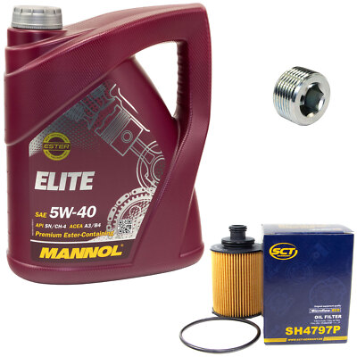 Motoröl Set 5 Liter + Ölfilter + Ölablassschraube für Fiat Panda Doblo Idea 1.3