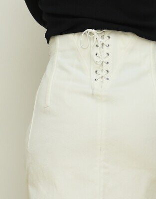 geschnürter Minirock PRADA high-waist Denim Corsagen Stil weiß  IT 44/ DE 38