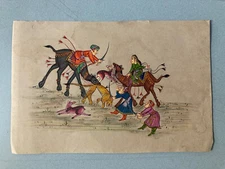 Very Nice Drawing Painting Gouache Paper Asia India Chasse Tiger Dromedary 1920