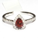 New 925 Sterling Silver .34ct I1 H diamond garnet halo ring 2.2g size 6 — photo 3