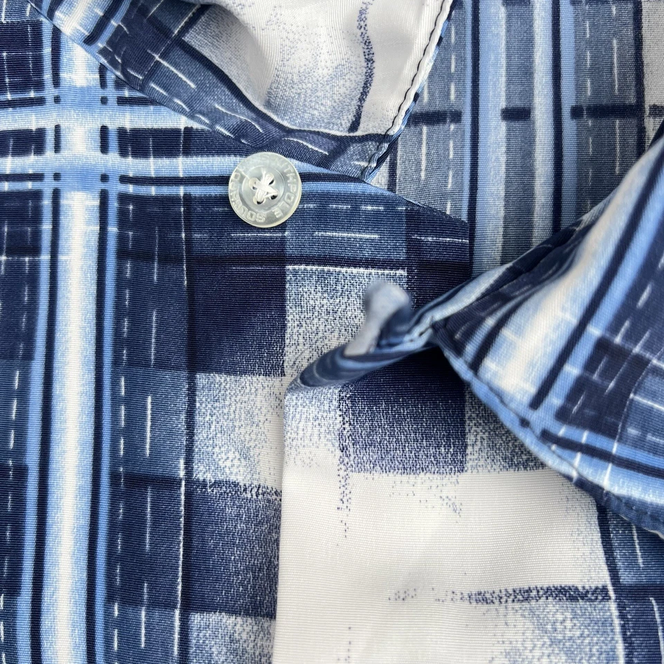 South Pole Shirt Mens XXL Blue White Loop Collar Y2K Hip hop Street wear VTG - Image 3 of 4