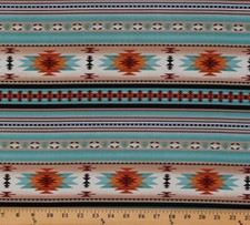 Cotton Southwestern Aztec Turquoise Cotton Fabric Print by the Yard D466.31