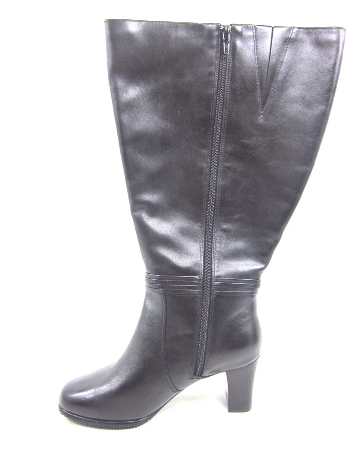 BOTAS DE COURO DAVID TATE FEMININAS DAYTONA, PRETAS, EUA TAMANHO 7.5 EXTRA LARGAS - Imagem 3 de 4