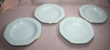 WINTERLING ROSIOU PORCELIAN 4 CREAM SOUP BOWLS OCTAGON GOLD TRIM BAVARIA GERMANY