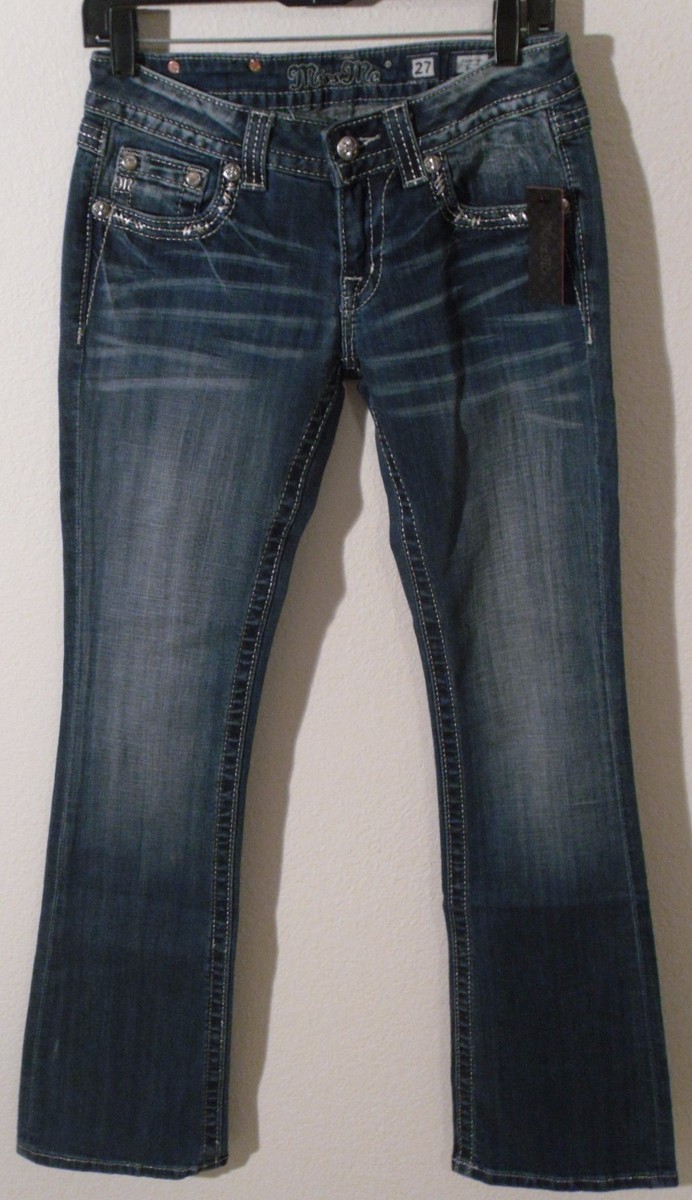 Jean Miss Me Taille 27 - Coupe Crop Délavée - Style Décontracté Vieilli - Excellent état - Poignets Roulables