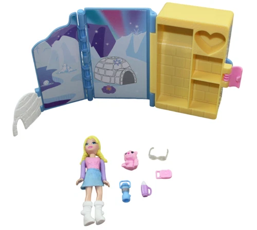 Polly Pocket Pop Up Destinations Guidebook Arctic Play Set Doll Winter 2009 RARE