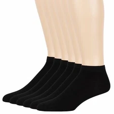 Men's Bamboo 6 Pack Anti-itch Solid Thin Casual Low Cut Socks Large 10-13 Black