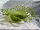 Vtg Westmoreland Doric Green Satin Art Glass Open Lace Oval Banana Bowl — photo 6