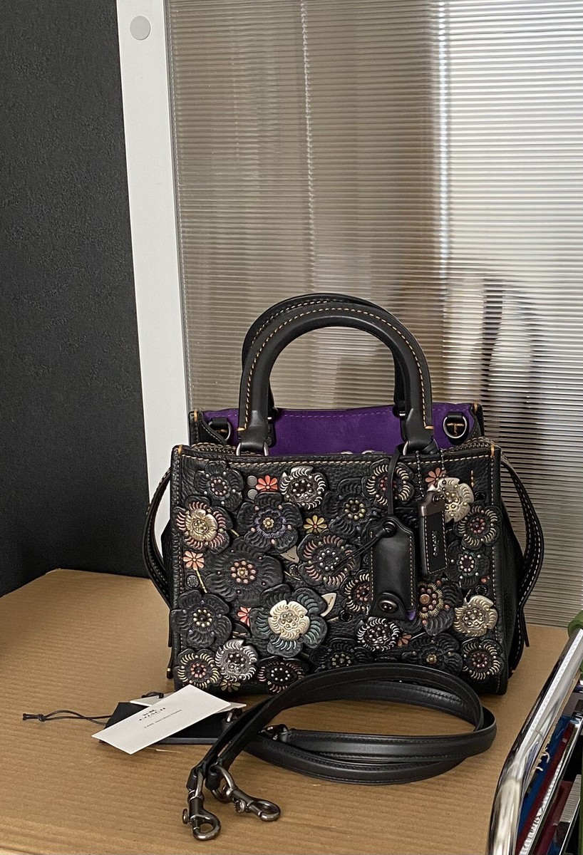COACH 1941 BLACK/MULTI TOOLED TEA ROSE ROGUE 25 21587 EUC | eBay