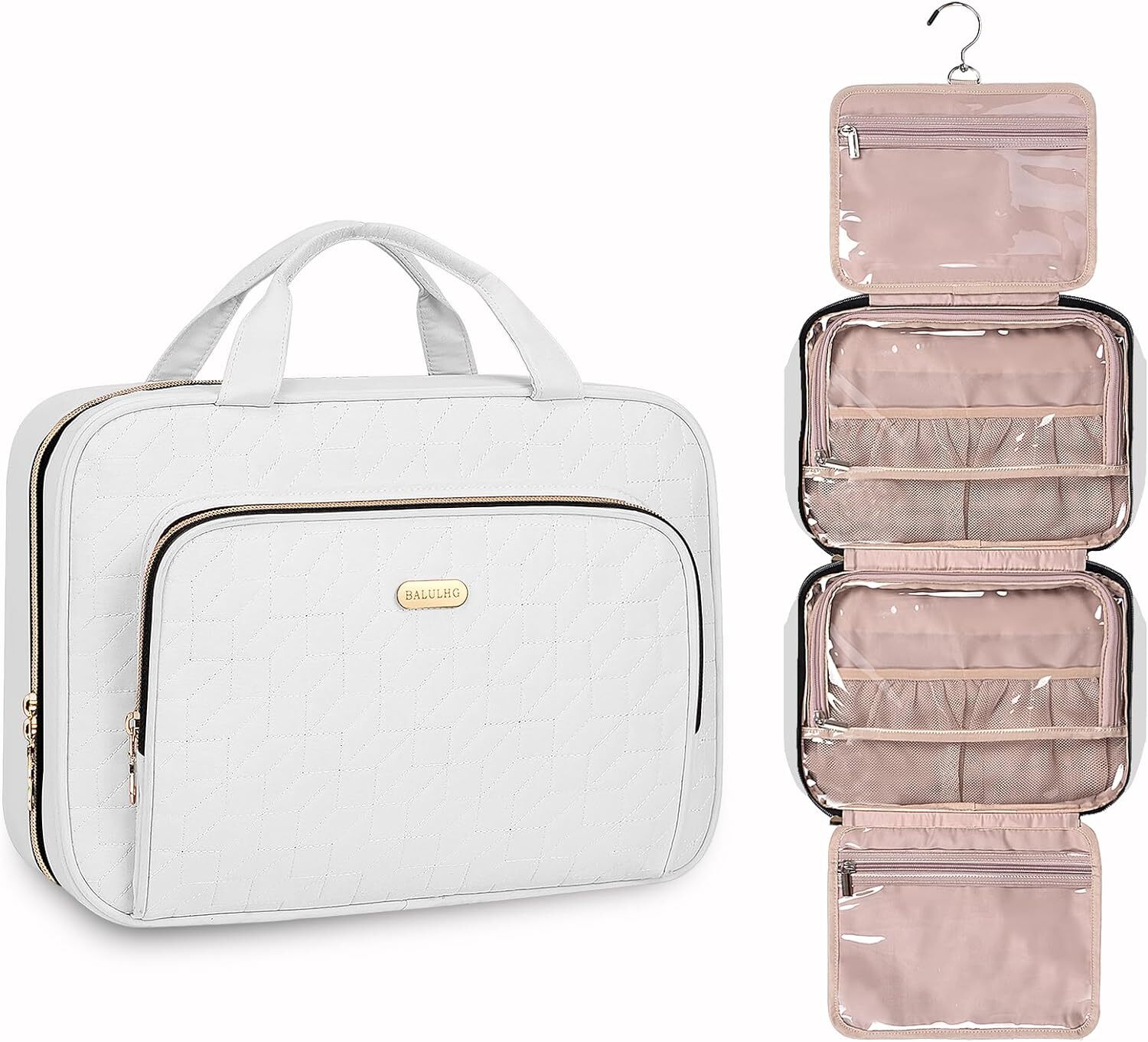 Hanging Toiletry Bag Large Beige Portable Makeup Cosmetic Organizer-image