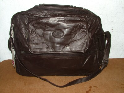 Neu COTTON TRADERS große braune Echtleder Patchwork Reise Schultertasche