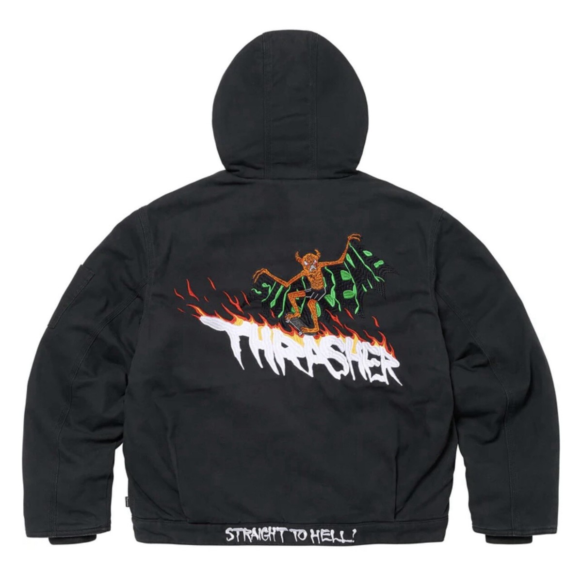 In-Hand Supreme Thrasher Hooded Work Jacket Black Size: XL In-Hand Supreme Thrasher Hooded Work Jacket Black Size: XL