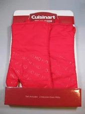 Cuisinart 2 Pack Silicone Oven Mitts, Heat Resistant 500℉, Non-Slip Grip, Xmas