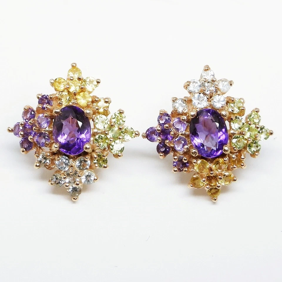 Amethyst Citrin Ohrstecker 925 Sterling Silber Rose-gold  Edelsteine Ohrringe - Bild 4 von 4