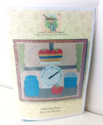Canning Jars Scale Tomato Scene Wool Quilt Block Pattern with Fabric Kit 14 Inch