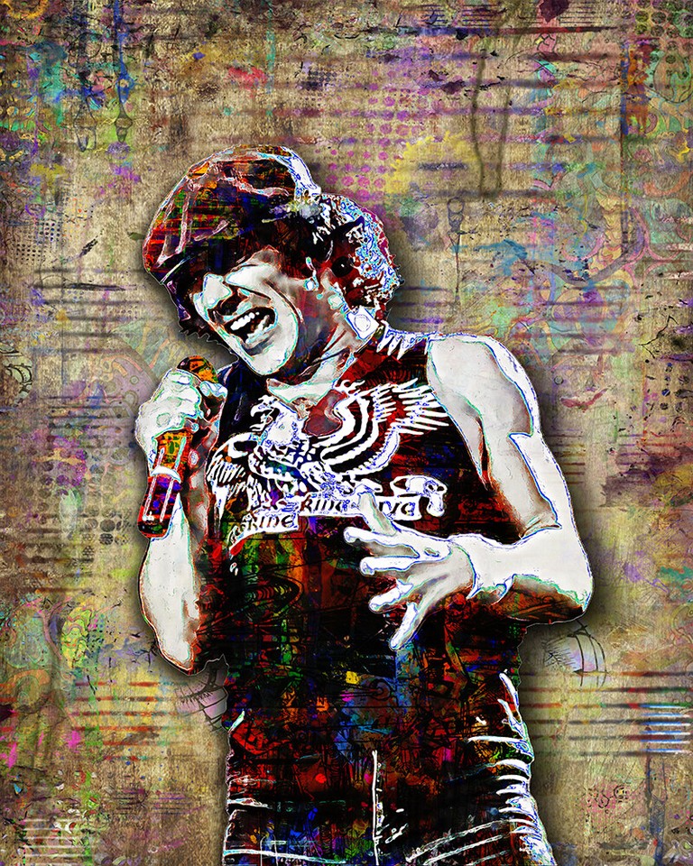 AC/DC Brian Johnson 20x30in Poster, BRIAN JOHNSON AC/DC Art Free ...
