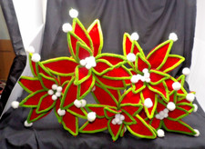 5 Christmas Adjustable Poinsettia Flower Ornament Picks Decor 24" Tall x 10"