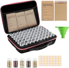 60 Slots Seed Organizer Box - Garden Seed Storage with Label Stickers