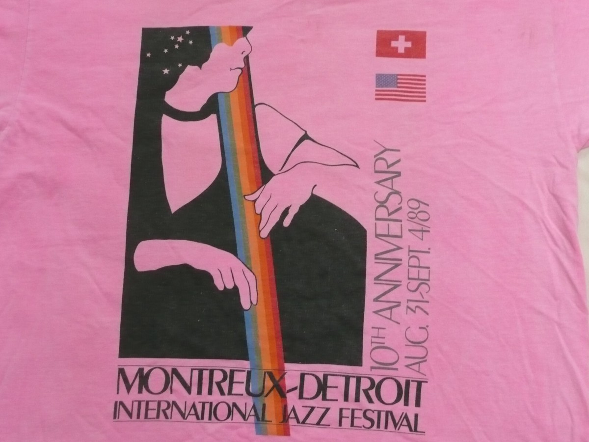 Vintage 1989 Montreux-Detroit Jazz Festival T-Shirt Pink Big