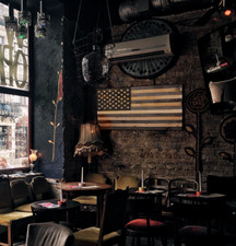 Black Wood American Flag Patriotic Hanging Wall Decor Hand-Made 48'' X 27'' USA