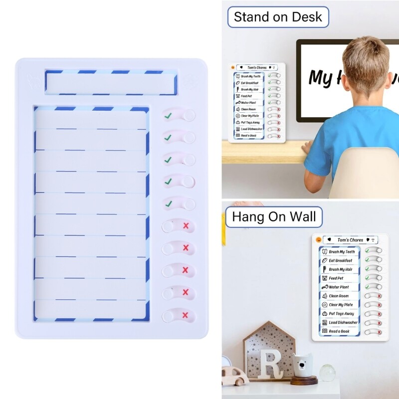 Compact Chore Chart for Kids, Reusable Daily Routine Planner with Pen ...