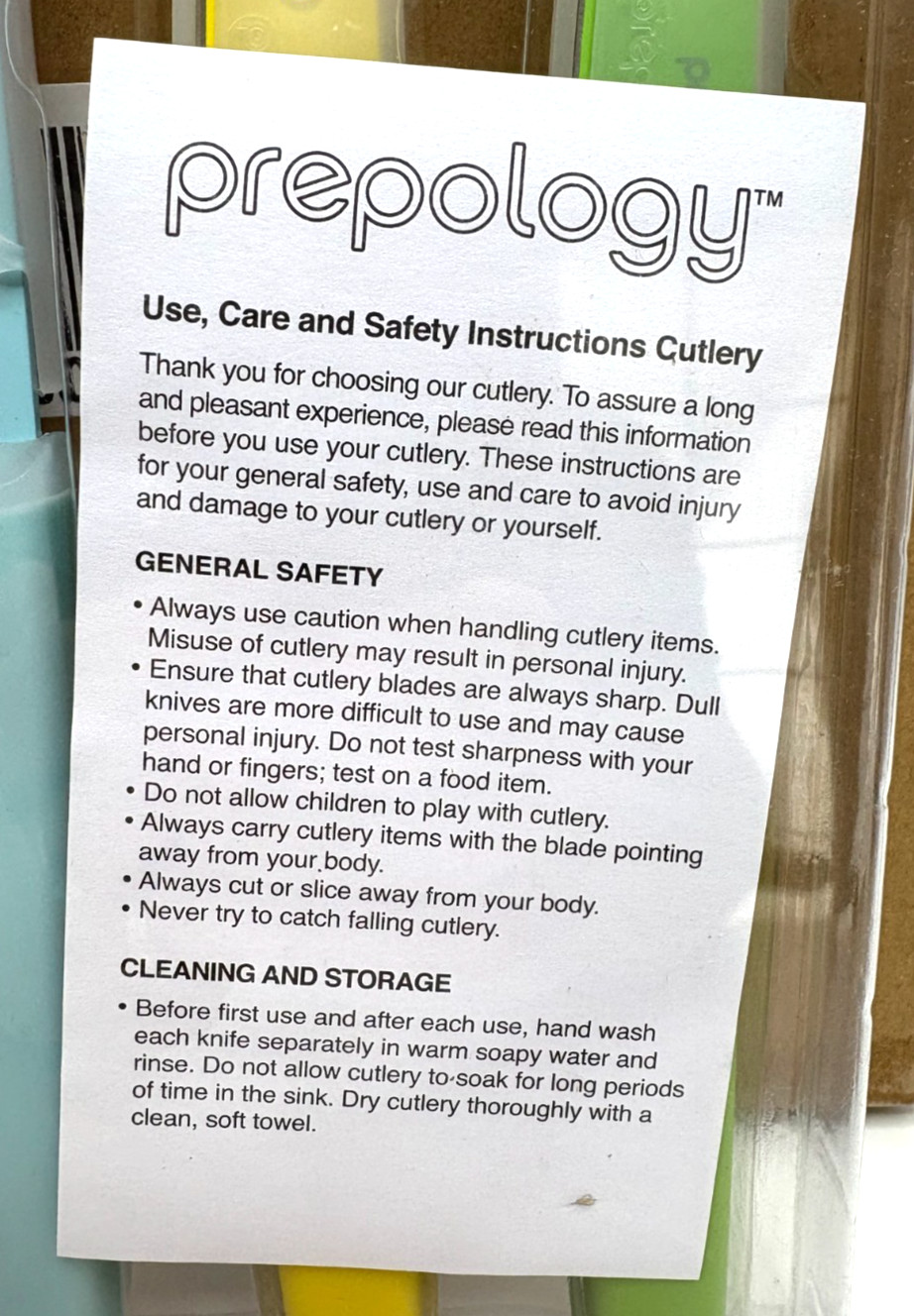 Set of 5 PREPOLOGY Colorful Knives--8" Long w/Covers--NEW