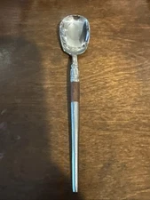 Vintage EVERBRITE DELUXE stainless Wood Accent Japan EVS14 Sugar Spoon