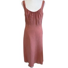 Elie Tahari Rose Pink Linen Blend Sleeveless Midi Dress E30H5626 Size 2