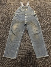Vintage Y2K Carhartt  Loose Fit  Overalls Sz 44x34 Distressed Blue Denim