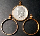 One 1 Gold-Tone Half Dollar 30.6mm Coin Bezel Screw-Top Mount Holder Pendant