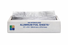 12" x 10.75" Interfolded Aluminum Foil Sheets 200 Sheets Per Box Food Wrap