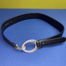 Brighton Black Wide French Sling Pebble Buckle  Hook Leather Belt B10523 Large