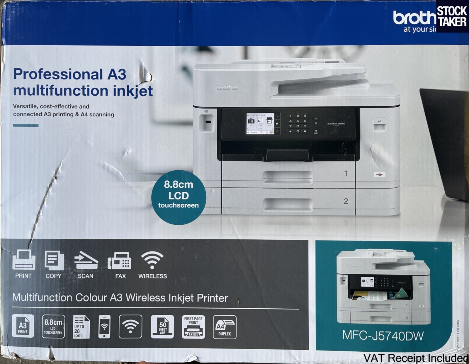 Brother MFC-J5740DW Wireless Colour Inkjet Printer |A4 4-in-1 | (Print/Copy/Scan/Fax) | Wi-Fi/USB/NFC | A3 Print |8.8cm LCD Screen, UK Plug - Image 2