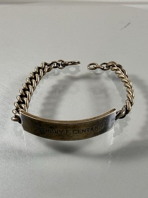 Vintage 925 Sterling Silver WWII US Military ID Bracelet 7.75