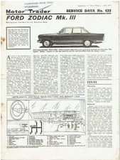 FORD ZODIAC MkIII SALOON 1962-65 MOTOR TRADER TECHNICAL DATA/SERVICE BULLETIN