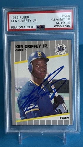 Ken Griffey Jr Signed 1989 Fleer Rookie Card #548 PSA Gem MT 10 Auto 10