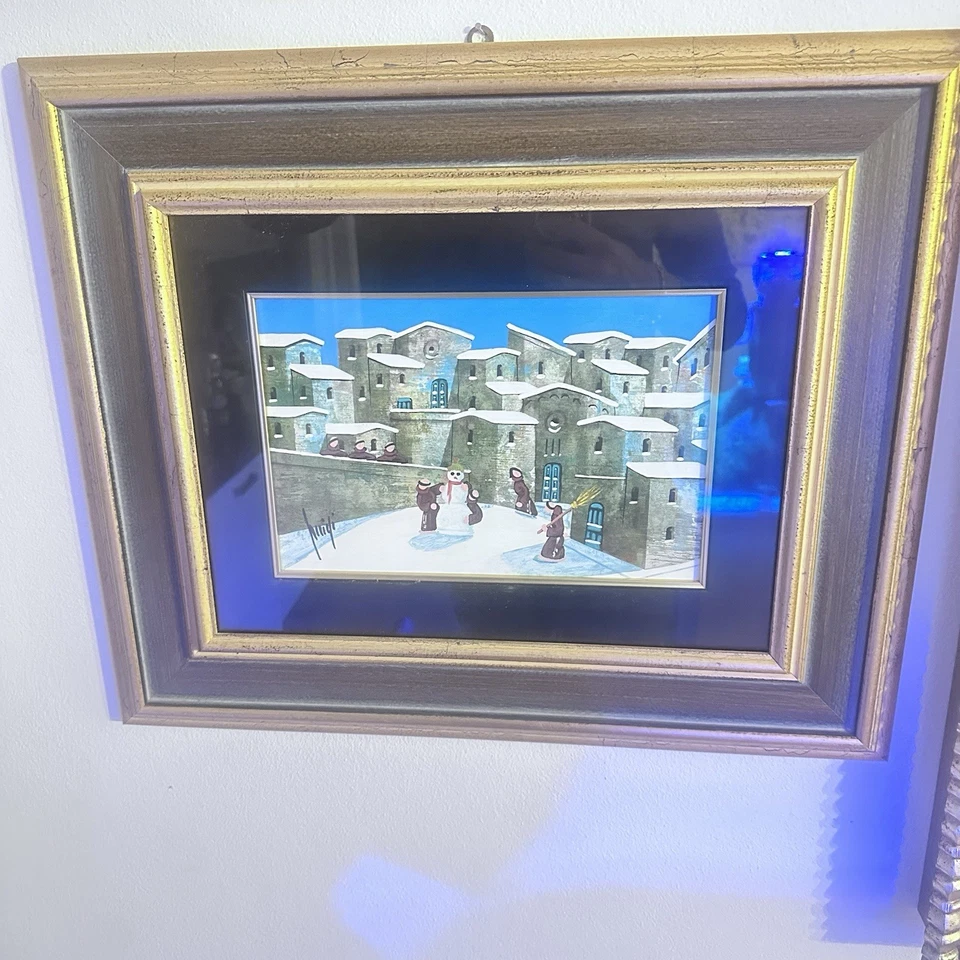 Olio Su Tavola di Luigi Silvi (IL PUPAZZO DI NEVE) epigono di Norberto Proietti - Immagine 3 di 4