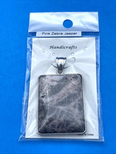 Ciondolo diaspro zebrato rosa vintage in confezione originale rettangolo tono argento