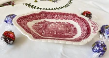 Mason's Vista Pink Gravy Boat Base/ UnderPlate ONLY England Red Transferware