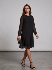 Badgley Mischka Studio Black Chiffon Cocktail Dress Size M-L black evening gown