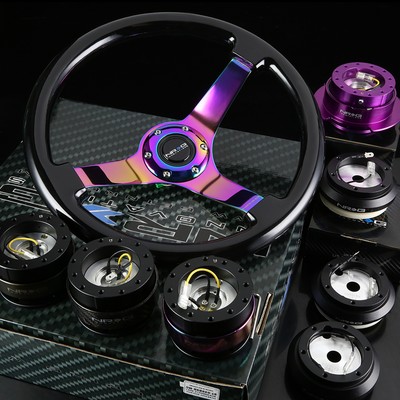 NRG 102H HUB+CARBON GEN 1.5 QUICK RELEASE+3''DEEP BLACK WOOD STEERING WHEEL NEO