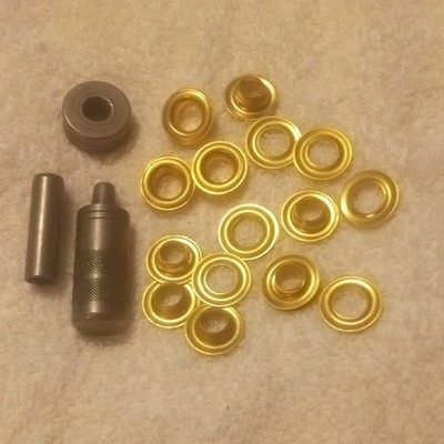 Gold Metal Craft Eyelets with Eyelet Setter Tool Kit (Anvil & Punch)